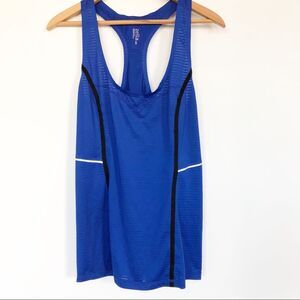 Zella Tank Womens L Blue Racerback Semi Sheer Stripe Running Training  Active